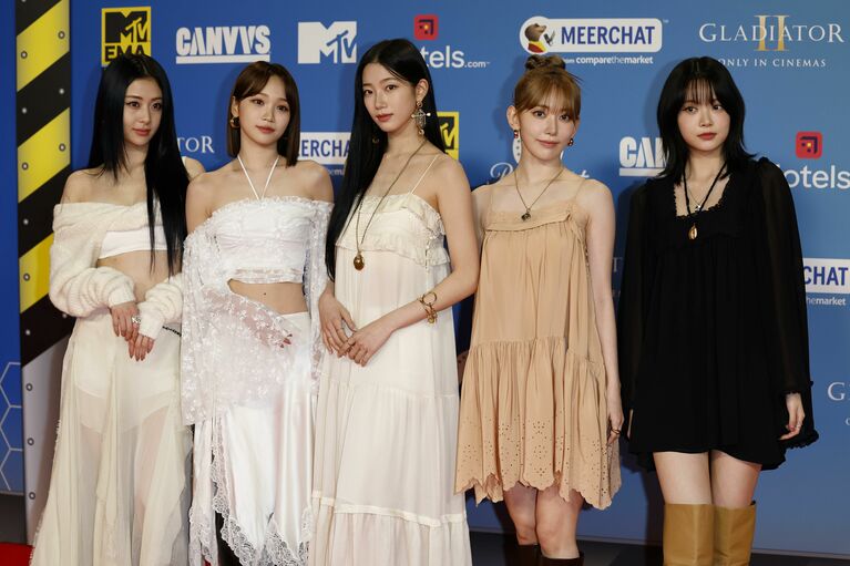 2024年、イギリスで開催された「2024 MTV ヨーロッパミュージックアワード」でのLE SSERAFIM　©dpa/時事通信フォト