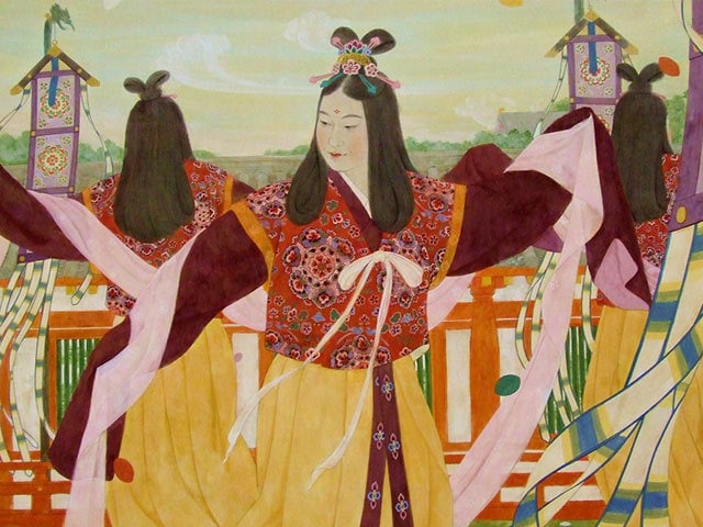 五節の舞　雅楽　押絵 押絵ごよみ・三月（桃の節句）｜株式会社さくらほりきり