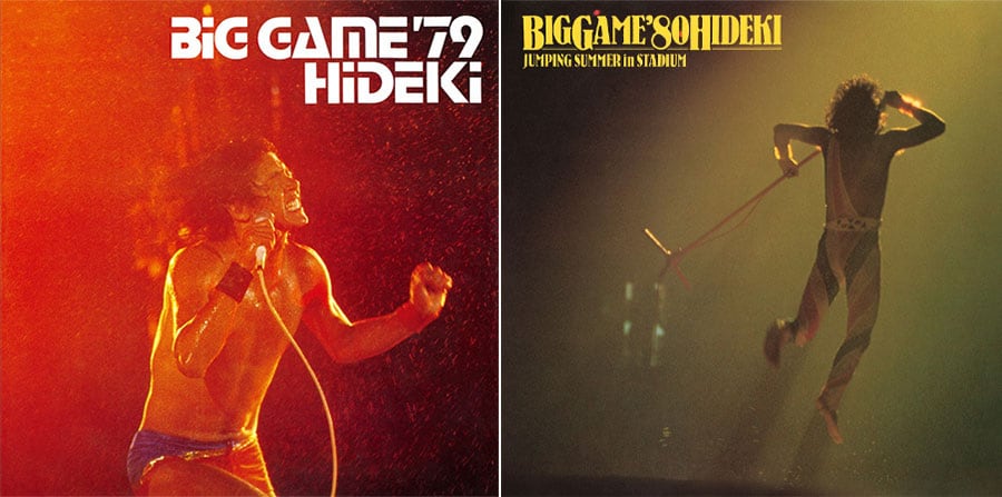 左：1979年10月9日リリース「BIG GAME&#39;79 HIDEKI」（レーベル：RCA）。右：1980年9月5日リリース「BIG GAME&#39;80 HIDEKI」（レーベル：RCA）。パッション＆飛翔！！ 撮影したカメラマンさんのガッツポーズが見えるほどすごい写真である。