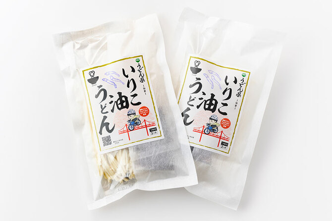 いりこ油うどん 麵250g×1袋、つゆ18g×2袋 各650円/ビデオライフネクスト