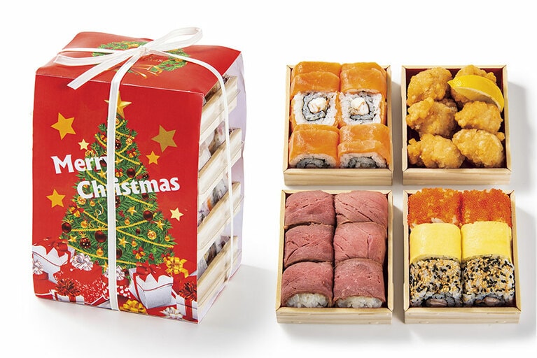 「手毬寿司クリスマスパーティーセット」4段 3,300円／笹八＜グランスタB1改札内＞。
