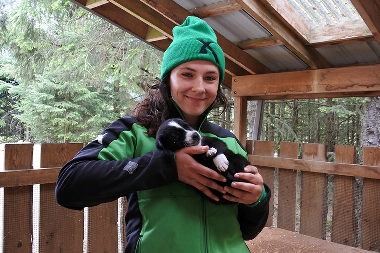 生まれたてのアラスカン・ハスキーの赤ちゃん。眠くて、眠くて……。