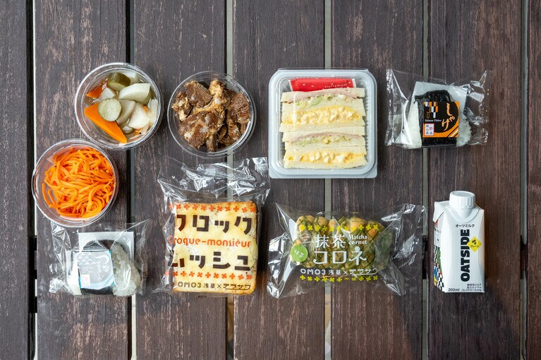 老舗ベーカリー「ケーキショップ テラサワ」とのコラボパンや、豚肉料理が自慢のビストロ「グロワグロワ」の前菜など、浅草の名店の味を気軽に楽しめる。