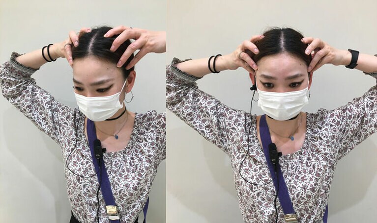 指のハラで持ち上げるように刺激する。