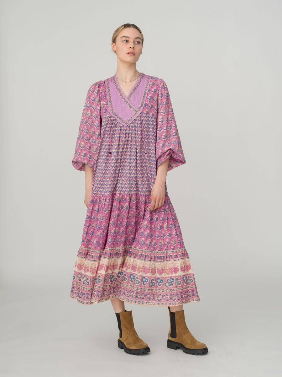 Block Print Dress Color purple 36,300円／HANNAH×RHC（ハナ バイ RHC）6/24発売