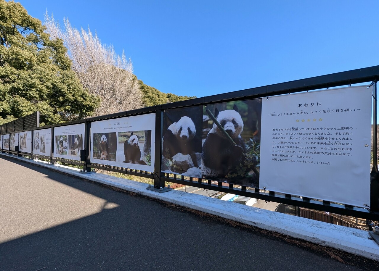 上野動物園でのパネル展。（2025年12月26日、筆者撮影）