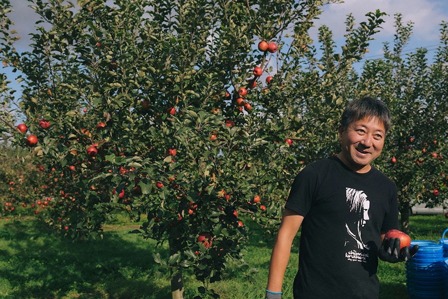 りんご園を営み、シードル「kimori」も主宰する高橋哲史さん。