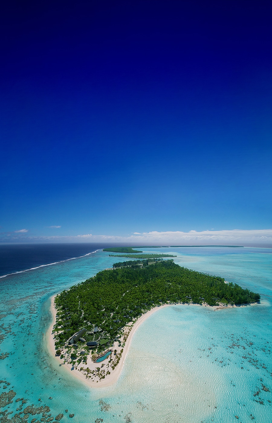 12の島々からなるテティアロア環礁に35棟のヴィラなどが点在。Photo: Romeó Balacourt