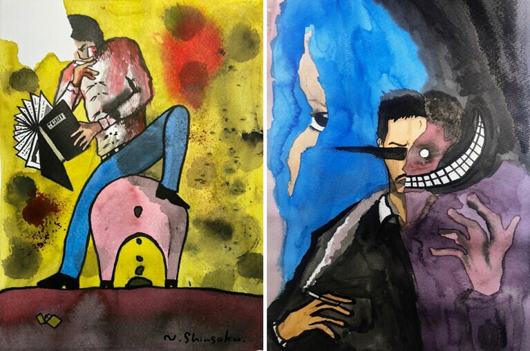 長田さんが描いた日岡。松坂さんのTwitterにアップされ、話題になった。