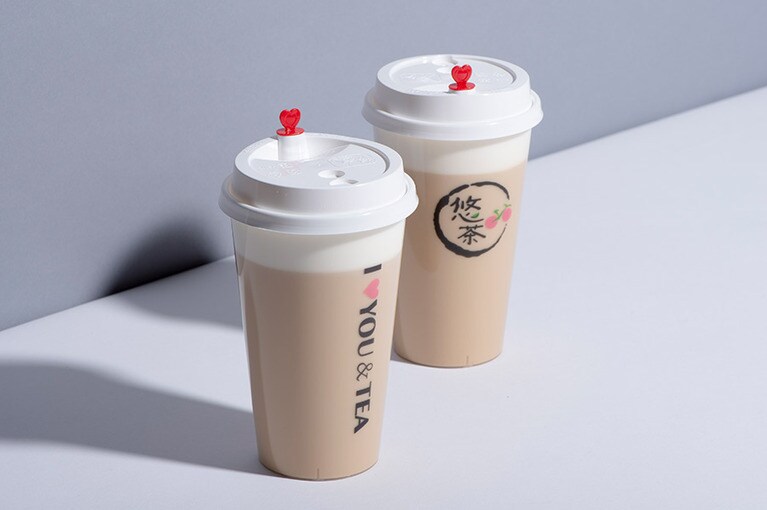 悠茶「ディープチーズ紅茶ミルクティー(M）」550円。