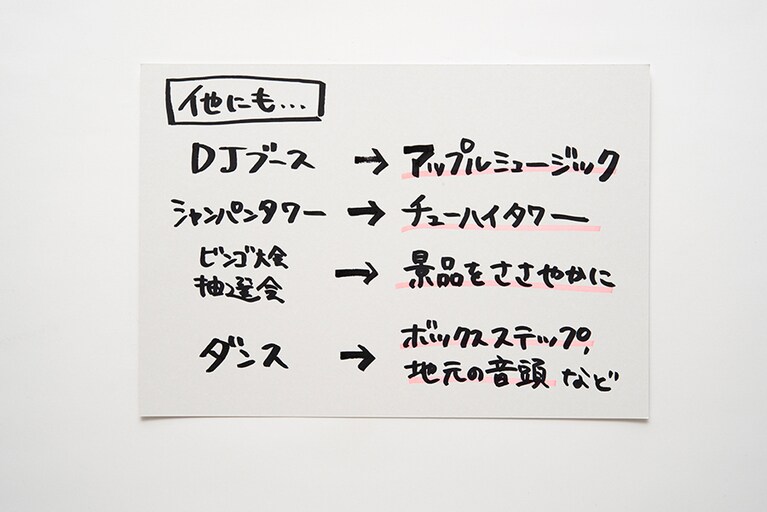 「ちょっとした」というポイントが大事。パーティーにおける「ちょっとした」ものを集めました。