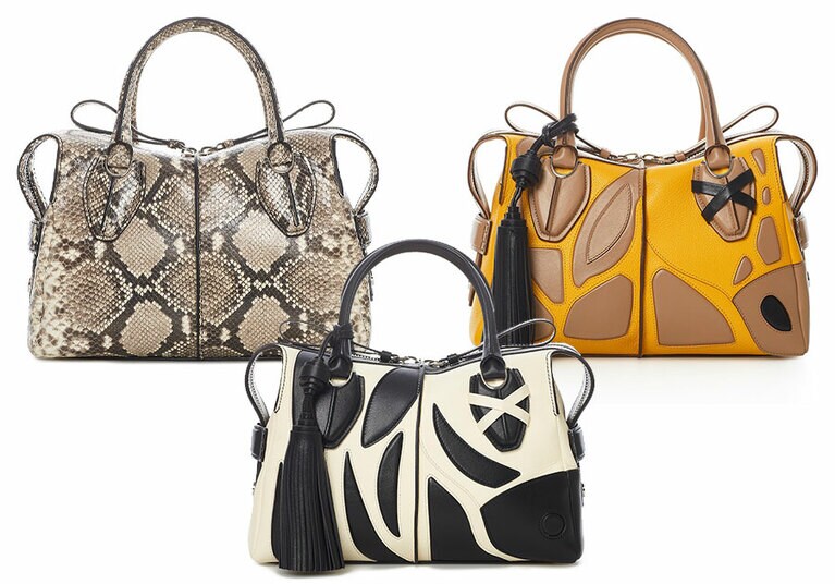 左：「D スタイリング バッグ」高さ19×幅33×奥行15cm 左・216,000円。 中・右：「D スタイリング バッグ」高さ19×幅33×奥行15cm 各296,000円。