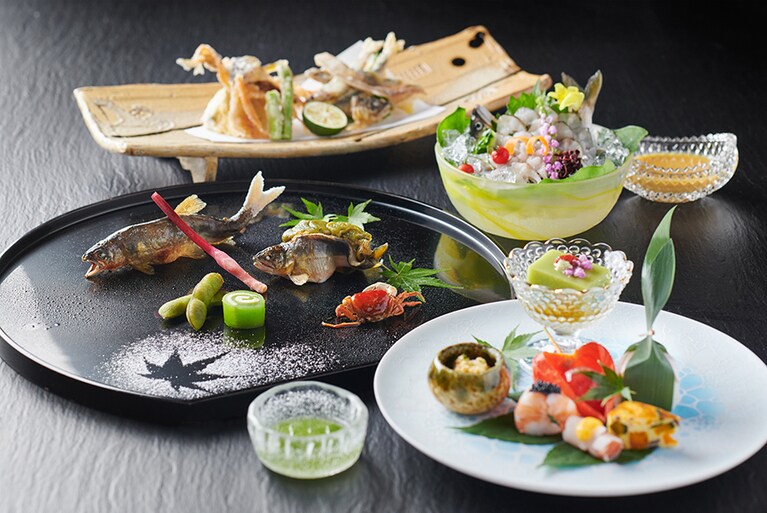 旅館紅鮎［滋賀／尾上温泉］鮎会席のお料理一部。