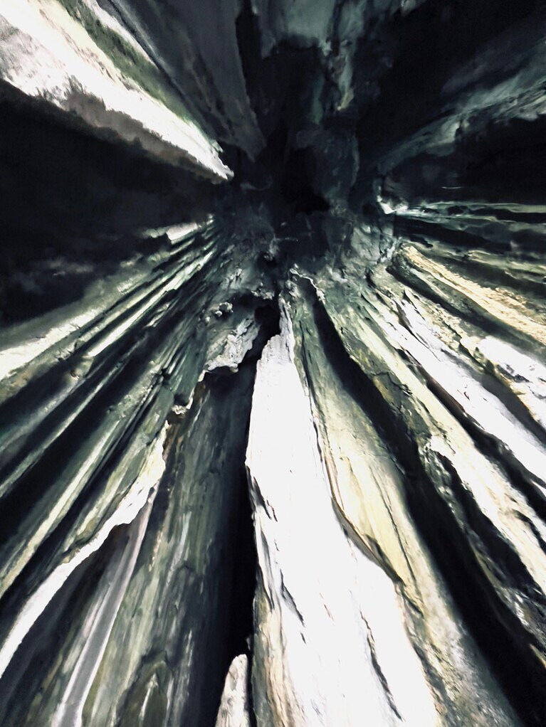 見上げると、石灰岩に無数の溝が刻まれているのがわかる。