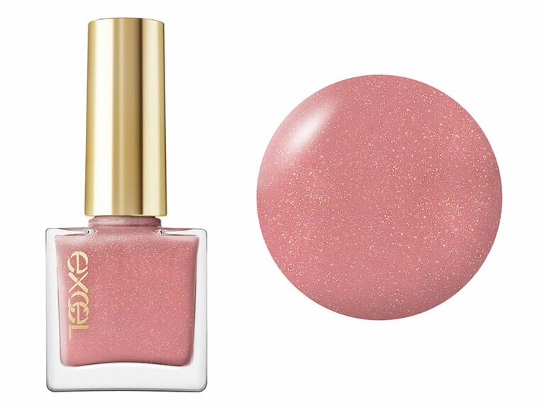 透明感の高い発色と、爪を縦長にキレイに、肌色も美しく見せることなどにこだわったカラーネイル。ピンクやゴールド系の微粒ラメ入りの、優しいルビーピンク。ＮＬ４１　あまい夢　エクセル　ネイルポリッシュ　 N 1,100円／常盤薬品工業 (2023/2/14［火］限定発売)