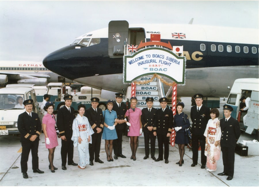 1970年には、ブリティッシュ エアウェイズの前身、英国海外航空（BOAC）は、モスクワ経由ロンドン・東京便を週2便就航（写真：ブリティッシュ エアウェイズ提供）。