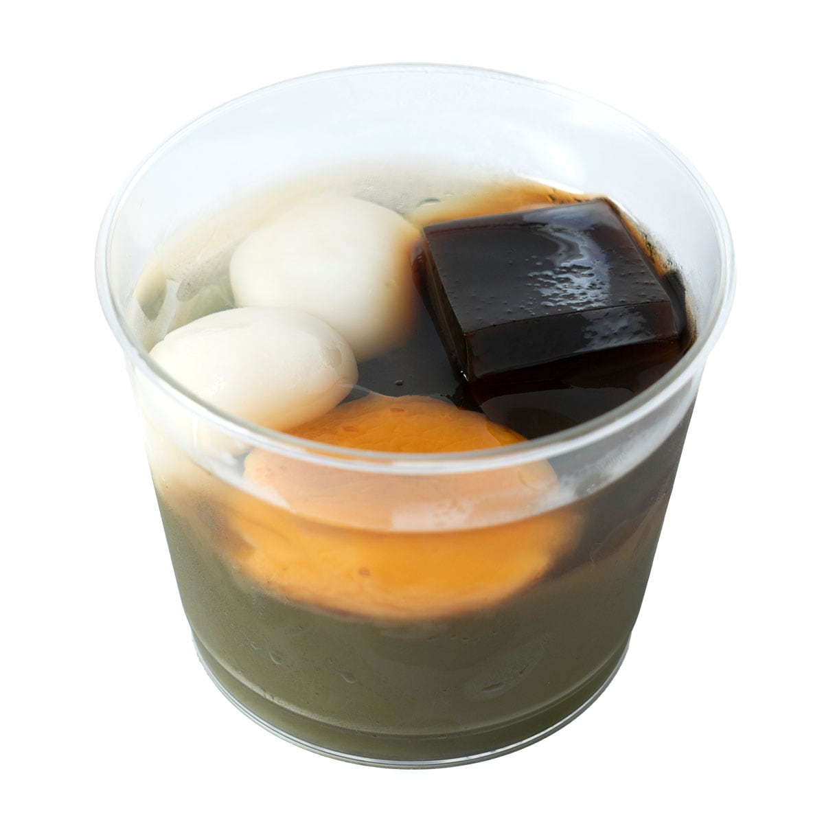 成城石井自家製 もちもち黒糖と抹茶のゼリー 1個 388円。