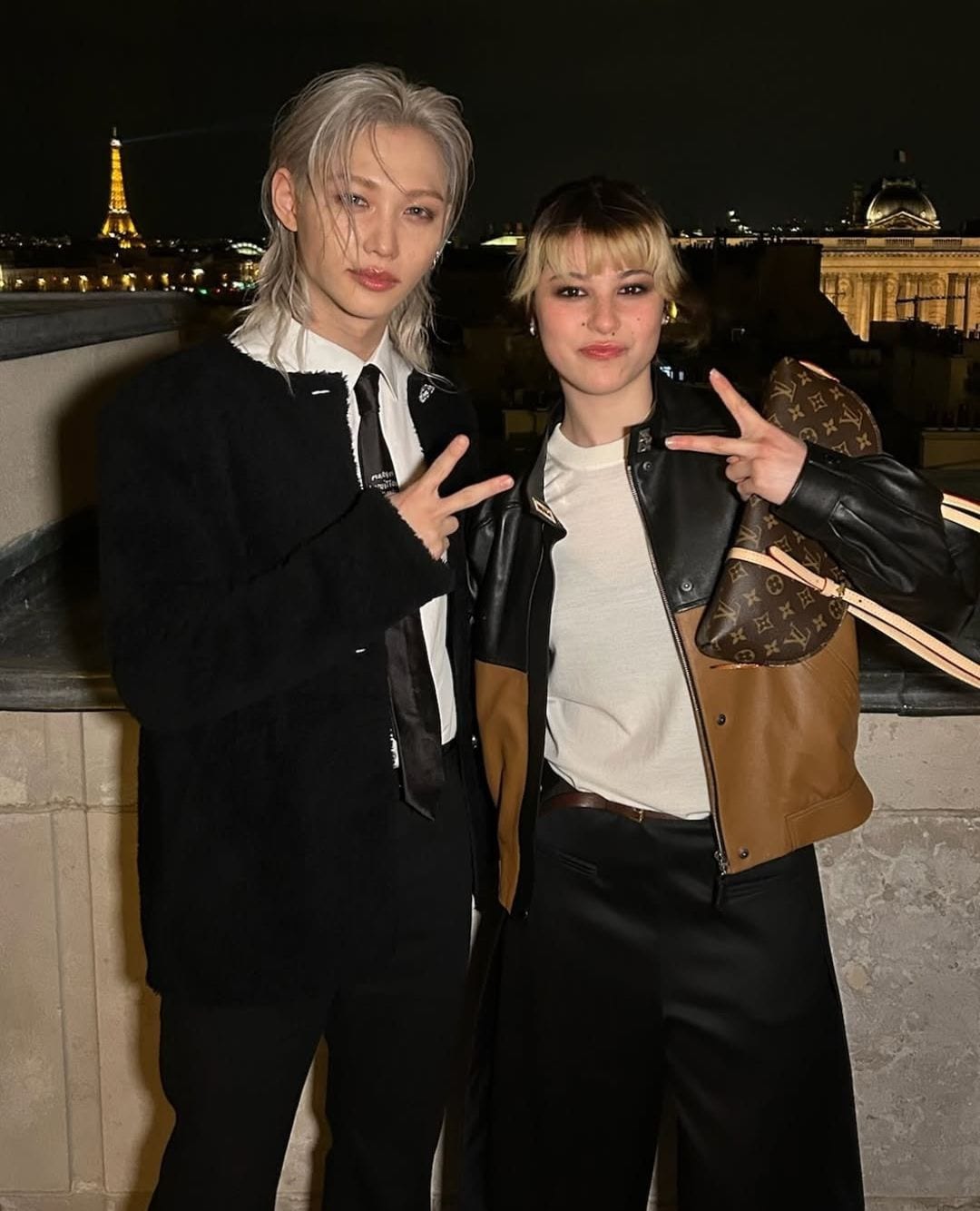 パリ・ファッションウィークにてストレイキッズのフィリックスと（アリサ・リウのInstagramより）。