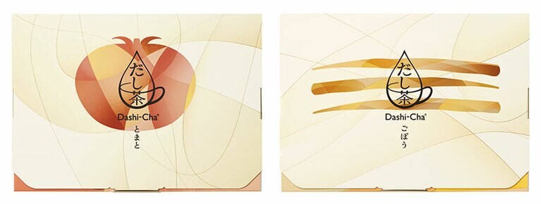 「Dashi-Cha」とまと、ごぼう　各10食入り 2,160円。