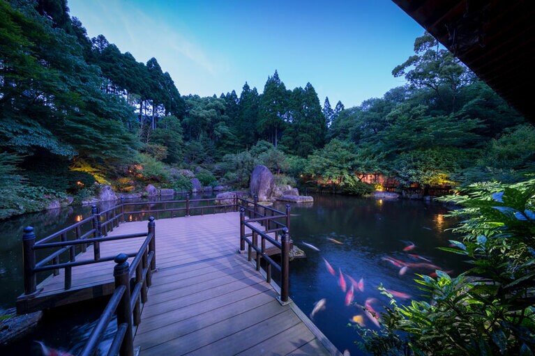 秋月温泉 料亭旅館 清流庵［福岡／秋月温泉］日本庭園。