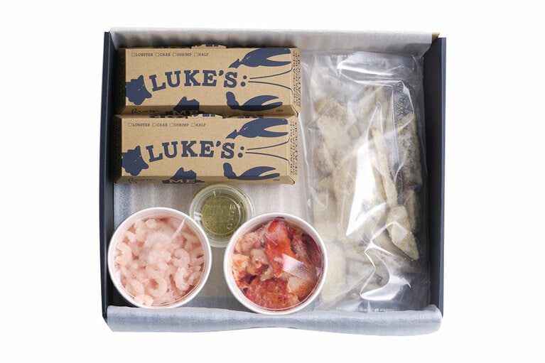 DIYロブスター＆シュリンプロールキット〈2食分（ロールパン、シーフード、フレンチフライ、LUKE'Sシーズニング、スリラチャソース）〉5,200円（送料込）／LUKE’S LOBSTER