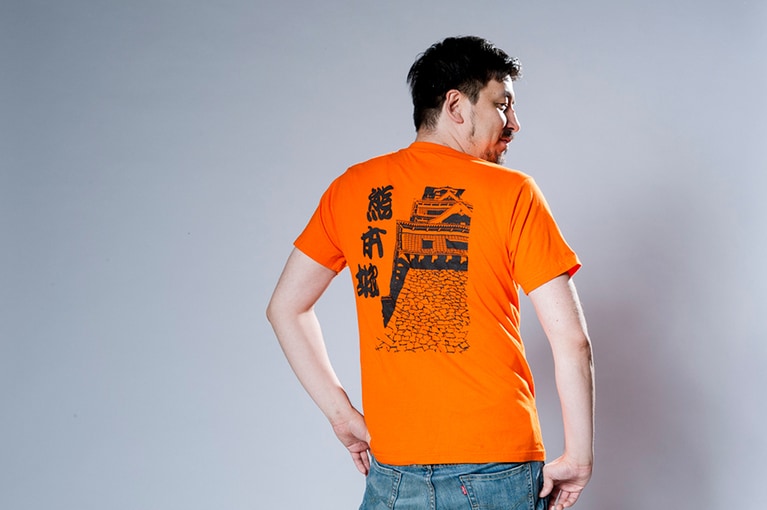 これが武者返しTシャツ。火の国らしい豪快なデザイン。