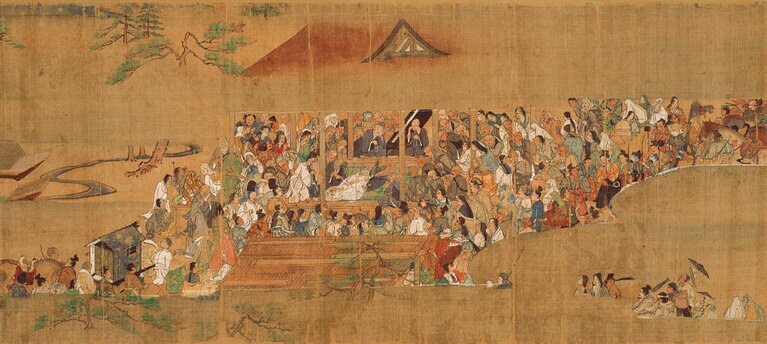 国宝《一遍聖絵》(巻12、部分)円伊筆、鎌倉時代、神奈川・清浄光寺(遊行寺)蔵、通期(巻替えあり この場面は2019年5月14日～2019年6月9日展示)。