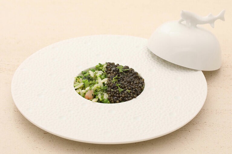 「HALキャビア／対馬アオリイカ／コブミカン」。