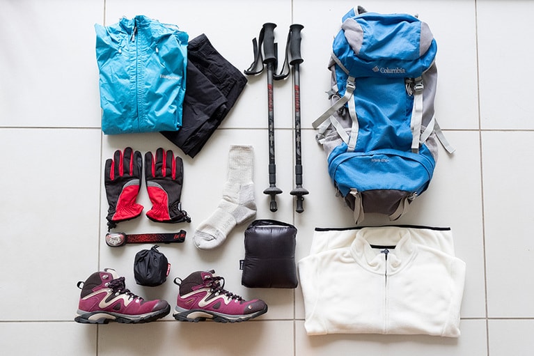 登山グッズのレンタルは、初心者にはとても便利。往復の荷物も減るからラクチン。