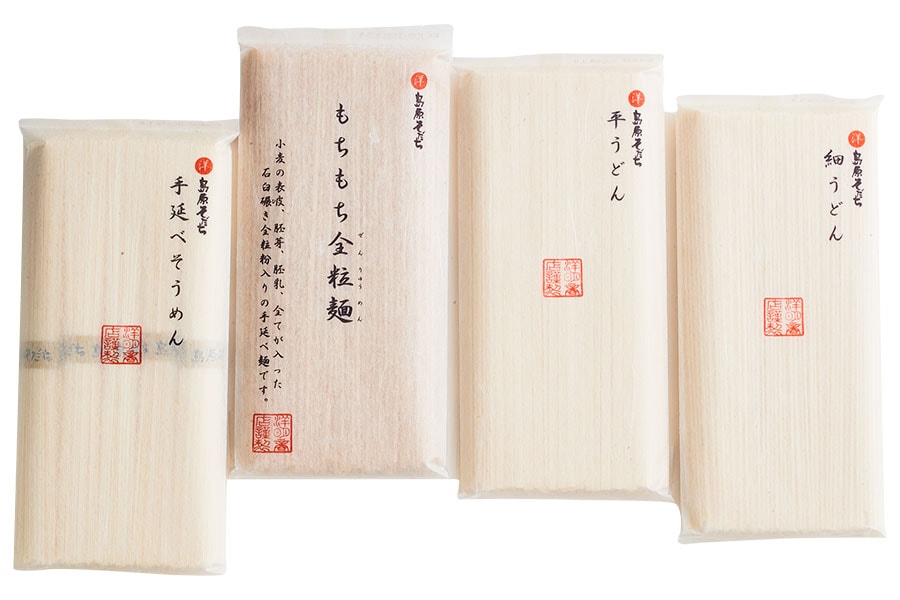 「島原そだち4種詰合せ10袋入」（全粒麺160g×3、そうめん250g×3、ほか2種おまかせ×4袋）5,616円／島原そだち本舗