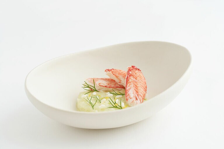 蟹、新米のリゾット。