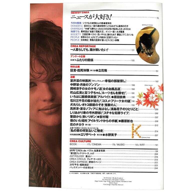 1995年11月号目次。