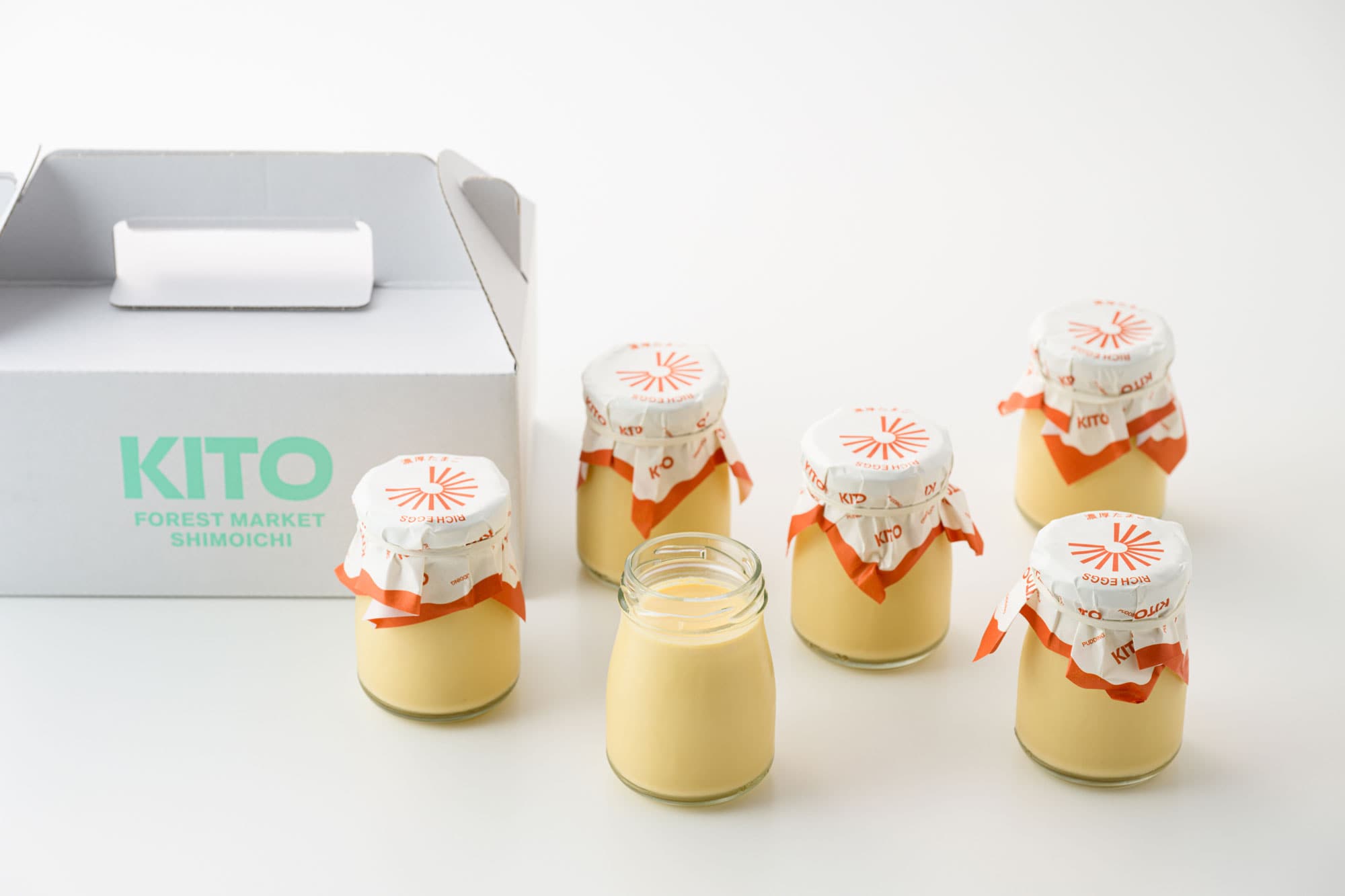 KITOオリジナルプリン 濃厚たまご 2,592円（90g×6個）／KITO FOREST MARKET SHIMOICHI