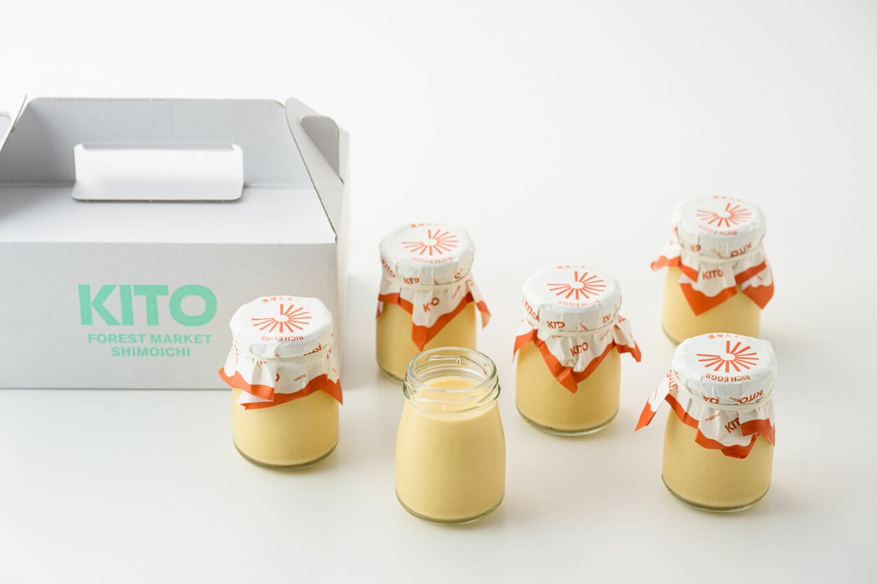 KITOオリジナルプリン 濃厚たまご 2,592円（90g×6個）／KITO FOREST MARKET SHIMOICHI
