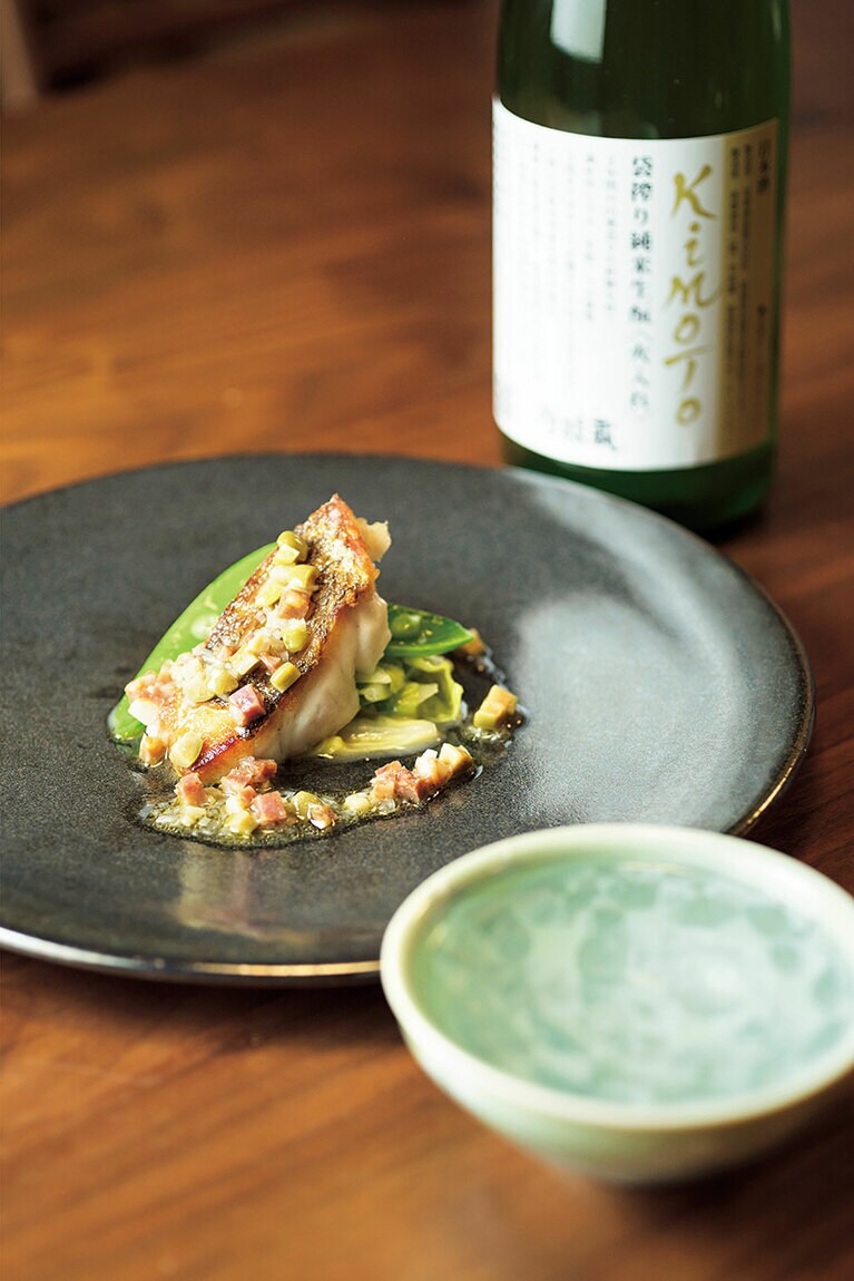 【PAIRING】魚料理 真鯛 ＆ 学校蔵 袋搾り純米生酛≪火入れ≫。