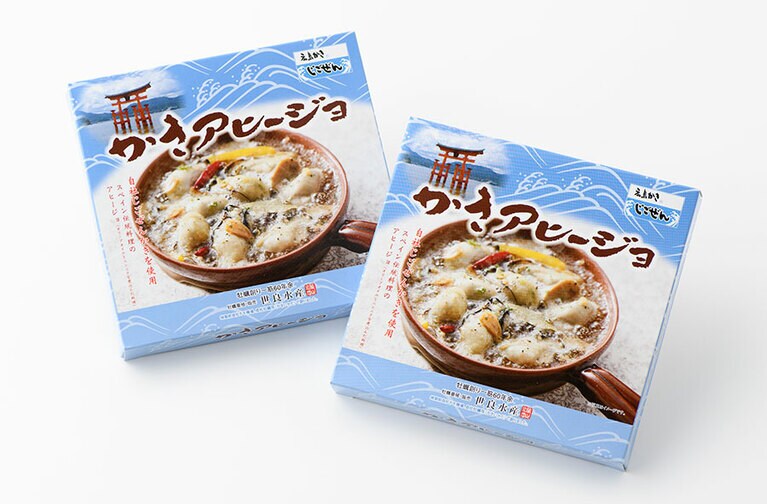 【広島県】世良水産の「かきアヒージョ」800円(130g)。