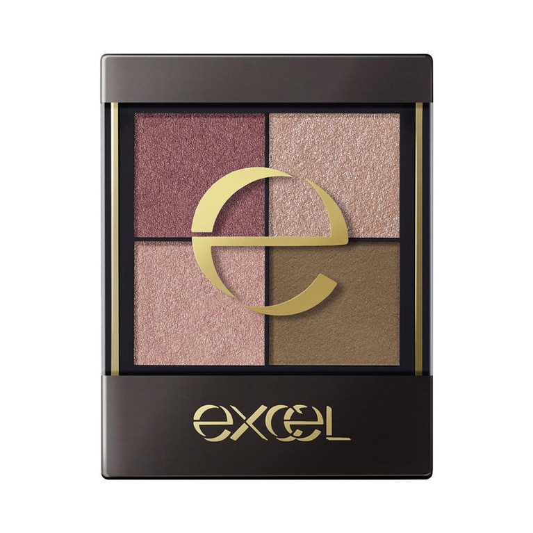 色と質感を重ねて楽しめる4色アイシャドウ。それぞれの色を重ねた時の発色の美しさに定評がある。CX07は、左上があずきっぽさもあるローズ系、左下は微細パールのローズピンク、右上はシルバーパール入りのクールベージュ、右下はマットなカーキブラウン。サナ　エクセル　リアルクローズシャドウ　CX07（ベルベットリボン） 1,650円（限定発売中）／常盤薬品工業