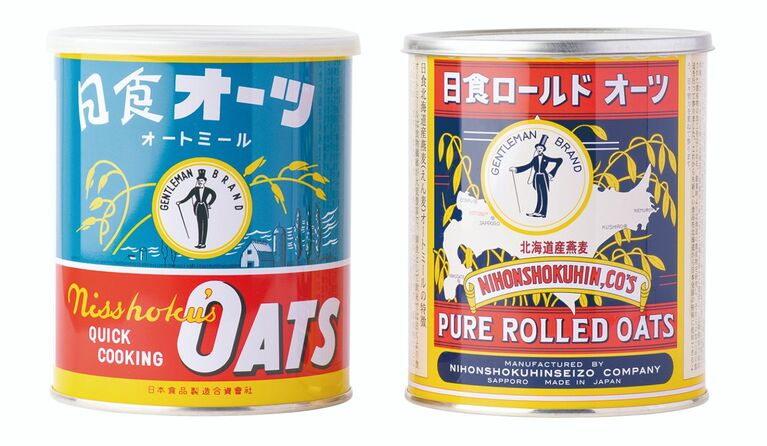 左から日食オーツ オートミール、日食ロールドオーツ756円／日本食品製造合資会社 ※「日食オーツ オートミール」（写真・左）は2020年11月を以って終了。袋タイプに変更となった。