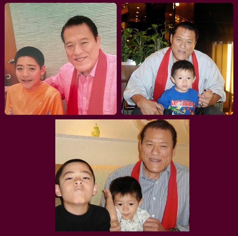 お孫さんたちと仲良く写る猪木さん。長男の寛太さんも次男の尚登さんもアントニオ猪木氏から名前を一部もらっている。