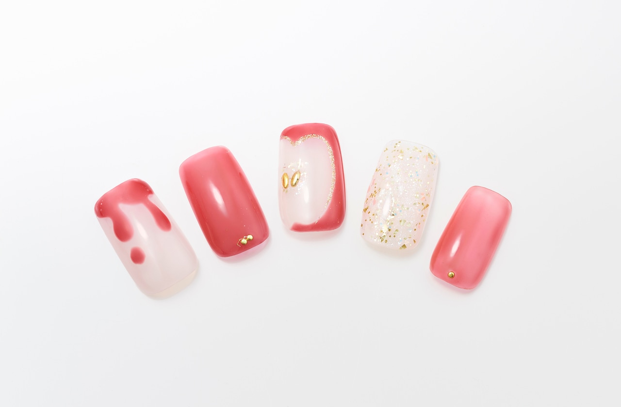 RD15　りんごあめを使用したネイルアート。