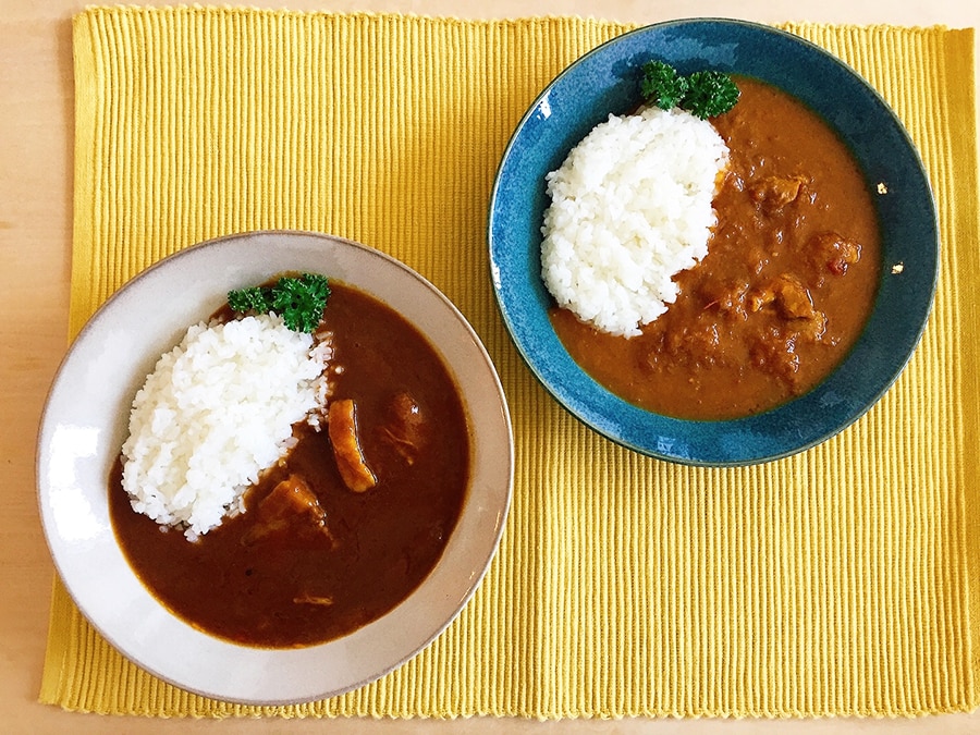 左がポーク、右がチキン。どちらもマイルドに仕上がっているので、辛いのが苦手という方にもおすすめ。