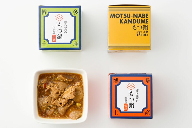 【福岡県】元祖【博多もつ鍋】缶詰 185gx3種類入り 3,460円／藤丸商店