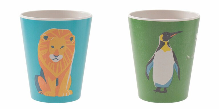 バンブーファイバー カップ Lion／Penguin 各390円。