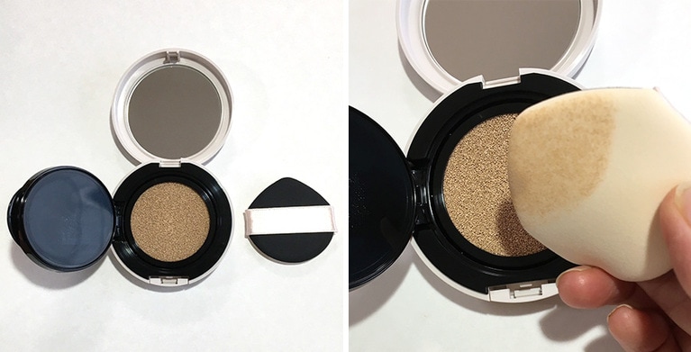 中身はこんな感じ。パフに取ったファンデからもわかる通り、色はかなり薄づきです！