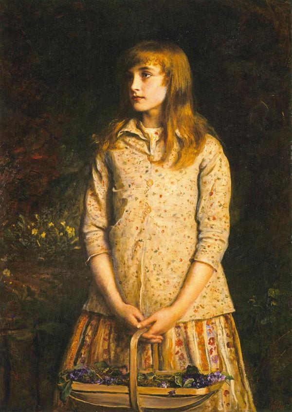 ミレイは美術評論家のジョン・ラスキンの妻だった、スコットランド出身のエフィーと結婚。スコットランドは彼にとっても大切な場所になった。 ジョン・エヴァレット・ミレイ「古来比類なき甘美な瞳」（英題：ʻSweetest eyes were ever seenʼ）　1881年　油彩・カンヴァス スコットランド国立美術館蔵