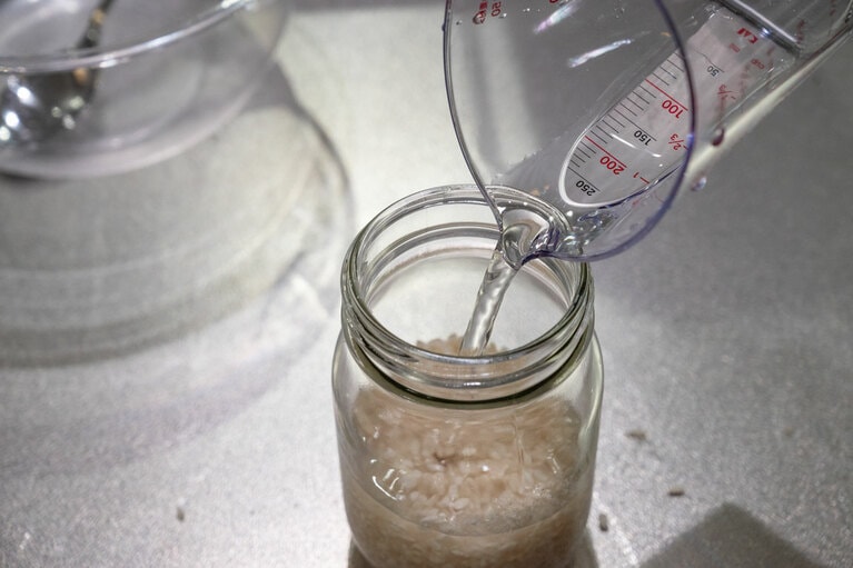 蓋付きの容器に入った塩麹はお土産に。