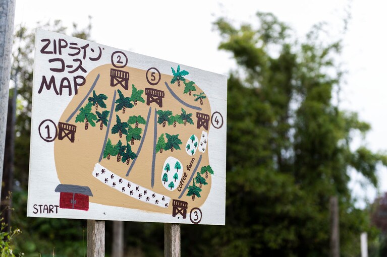 ジップラインのコース案内。
