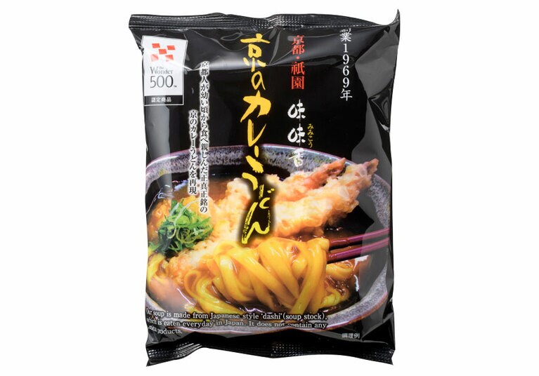 京のカレーうどん(即席麺8袋入り)〈乾麺80g、粉末スープ20g×各8袋〉 3,000円(税込)。
