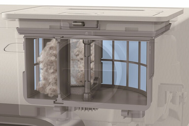 フィルターのホコリは自動で掃除され、ダストボックスがいっぱいになったらAIが教えてくれる。