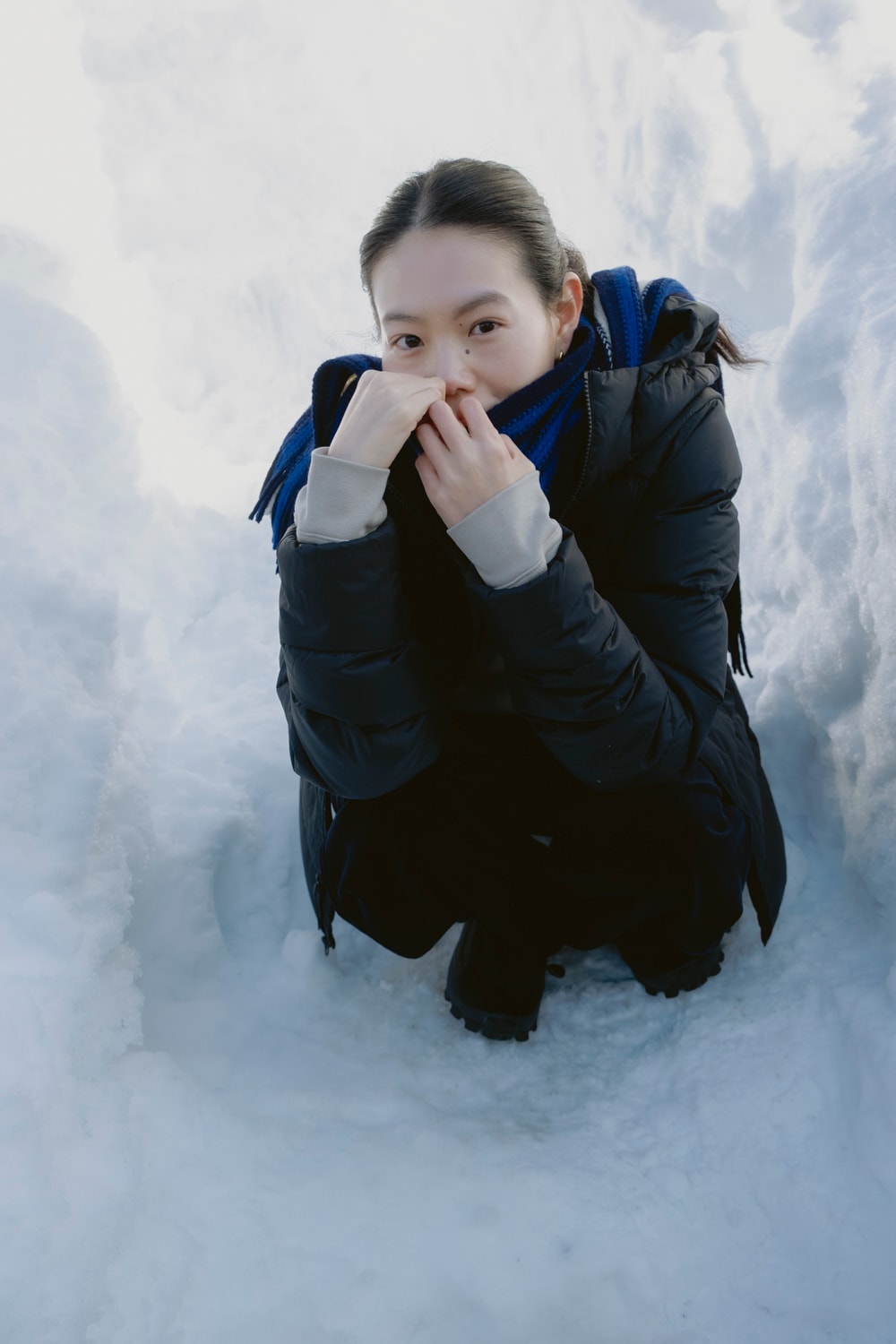撮影日の野沢温泉村は雪景色。東京では見ることのできない光景がそこにはある。